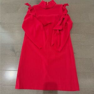 Alex Marie Vibrant Red lined peakaboo  Sleeve Dress